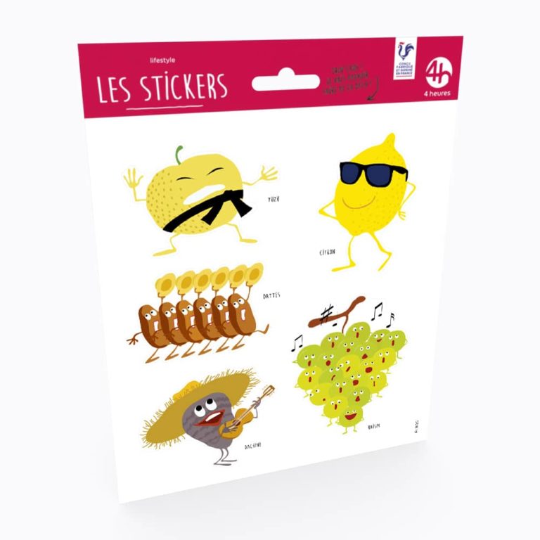 Stickers Collection Fruits et légumes rigolos 4 heures